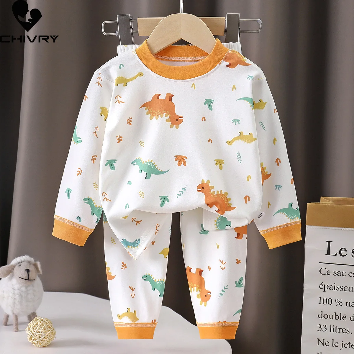 

Kids Autumn Warm Pajamas Sets Baby Boys Girls Cute Cartoon Long Sleeve T-Shirt Tops + Pants Toddler Casual Sleepwear Underwear