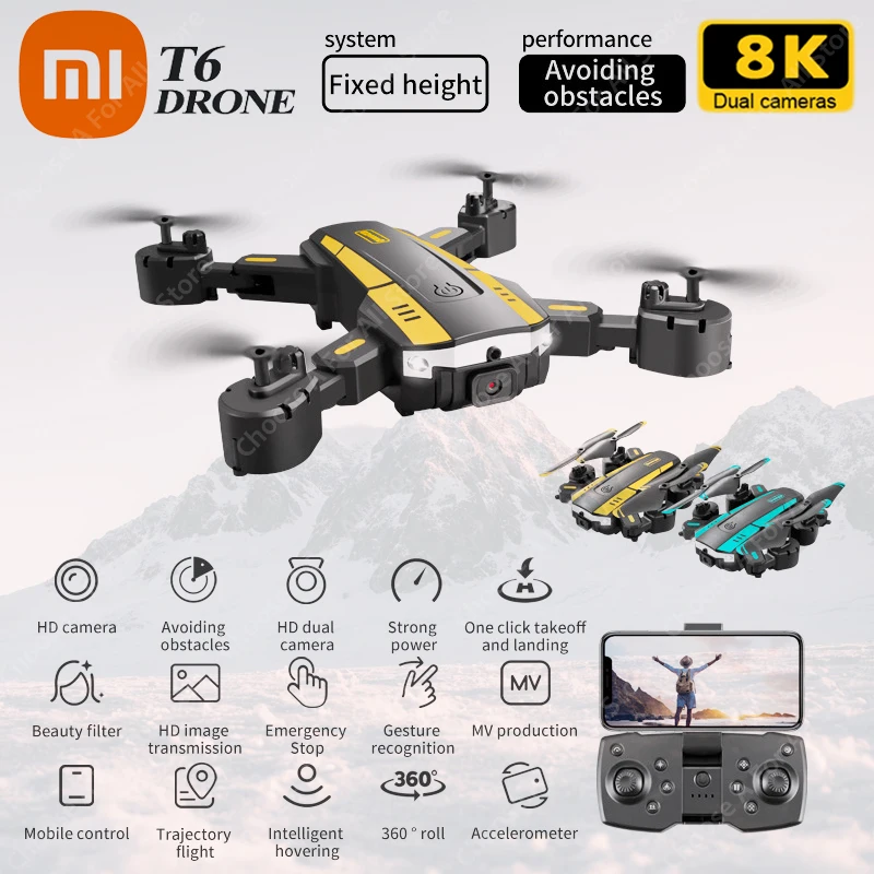 Xiaomi t6 drone profissional 8k hd câmera omnidirecional evitar obstáculos fotografia aérea fluxo óptico dobrável quadcopter