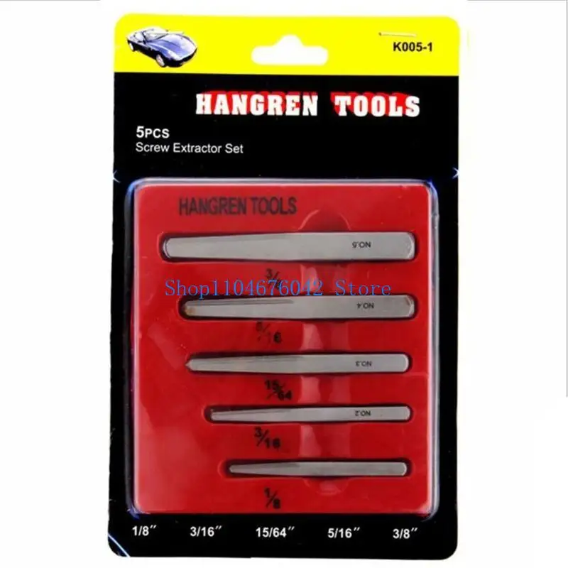 652F 5 Pcs Broken Damaged Bolt Easy Out Removal Tool Square Type for Broken Bolt Thread Repair 1/8 3/16 15/64 5/16 3/8