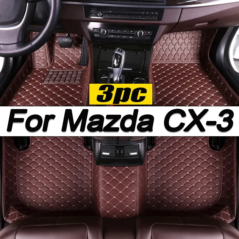 Car Floor Mats For Mazda CX-3 CX3 DK 2016~2022 Leather Luxury Mat Protective Rug Carpet Set Auto Interior Parts Car Accessories