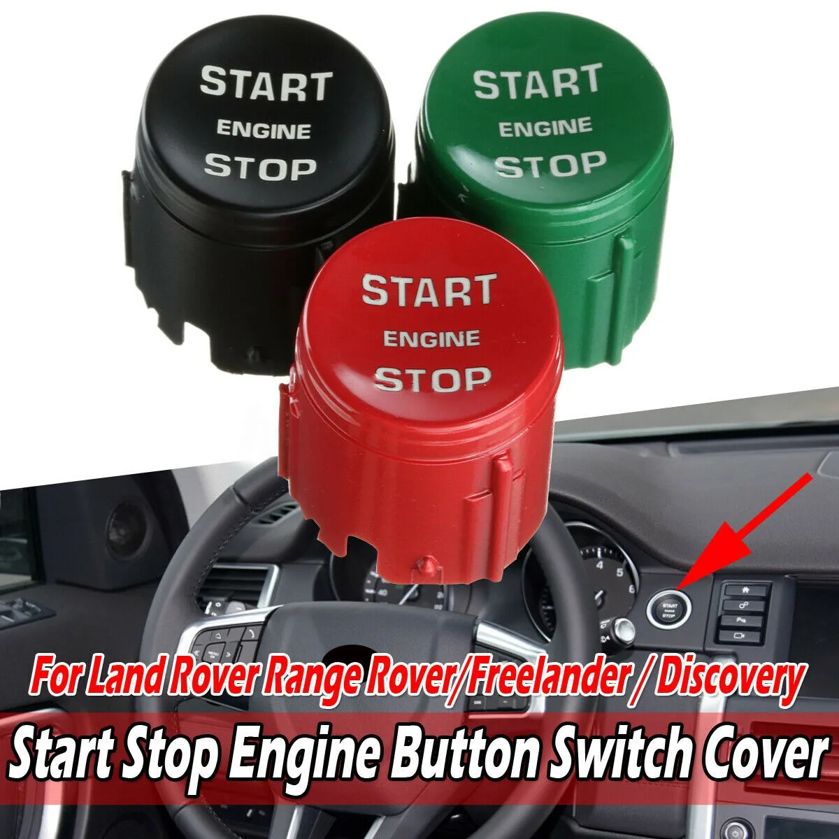 Car Engine Start Stop Button Switch Push Button Cover Trim Cap for Land Rover Range Rover Discovery Freelander