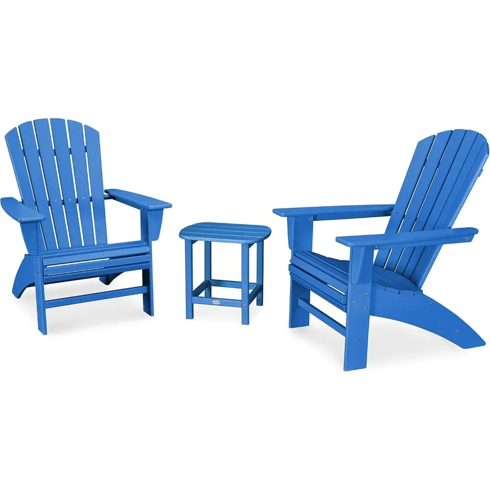 

Nautical 3-Piece Curveback Adirondack Chair Set with Side Table