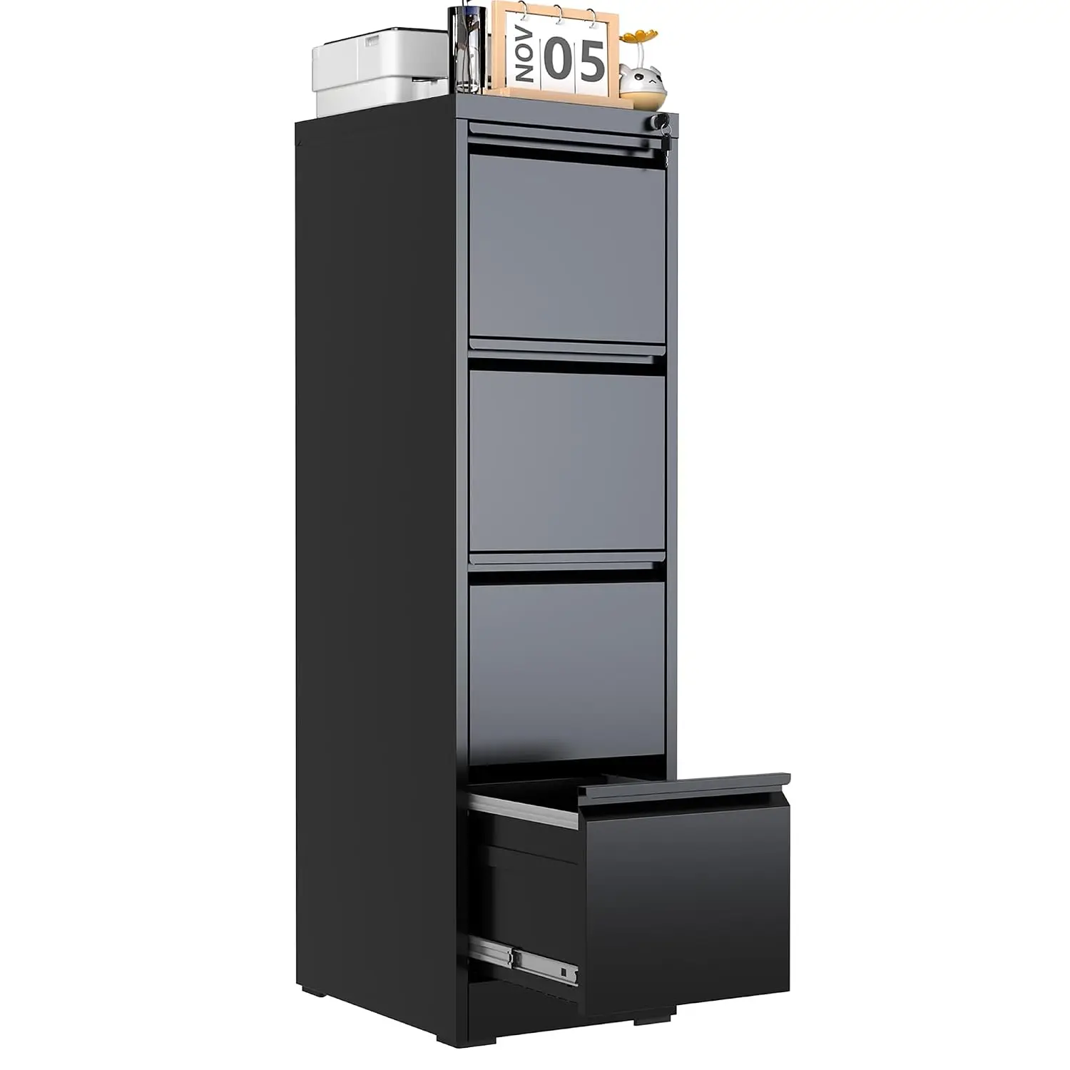 4-Drawer Vertical Filing Cabinet with Lock for Home Office, Customized