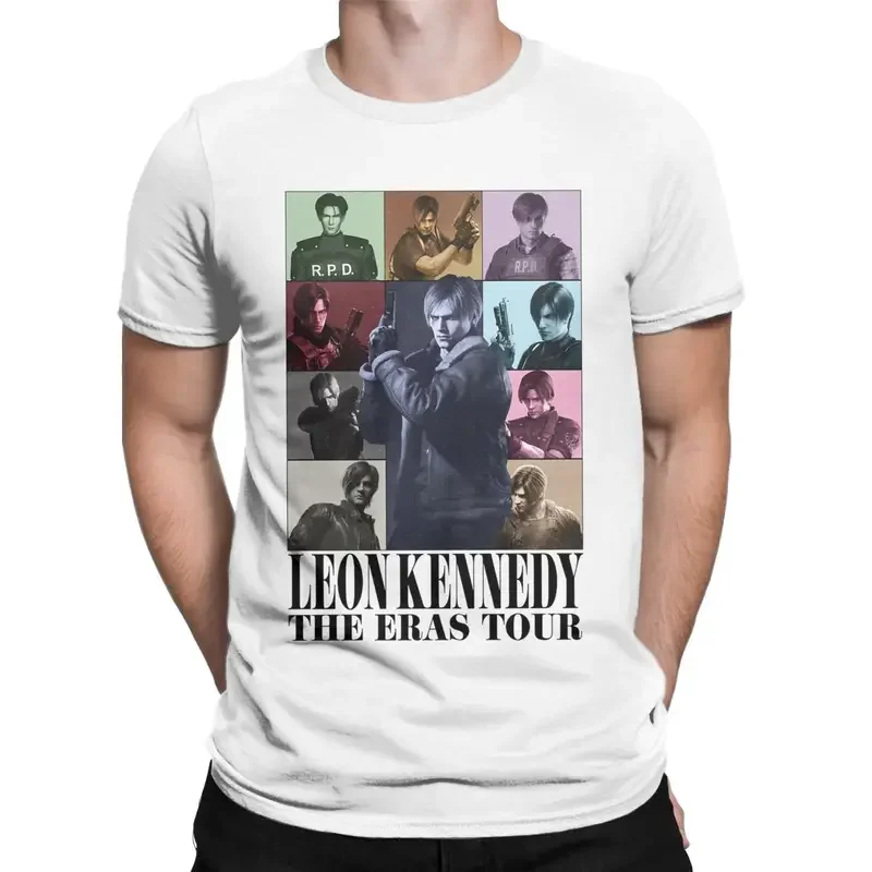 Residents Evils Leon S Kennedy T-Shirt Men O Neck Cotton T Shirts The Eras Tour Gothic Game movie Short Sleeve Tees Party Tops