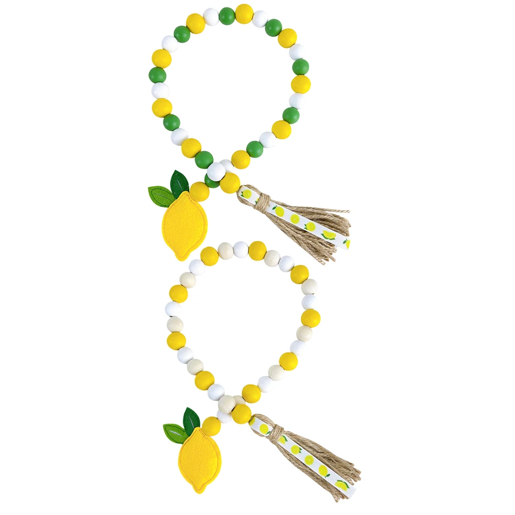 

2Pcs Lemon Wooden Bead Garland Rustic Tassel Hanging Decoration Party Wall Decor Farmhouse Style Home Crafts Ornament