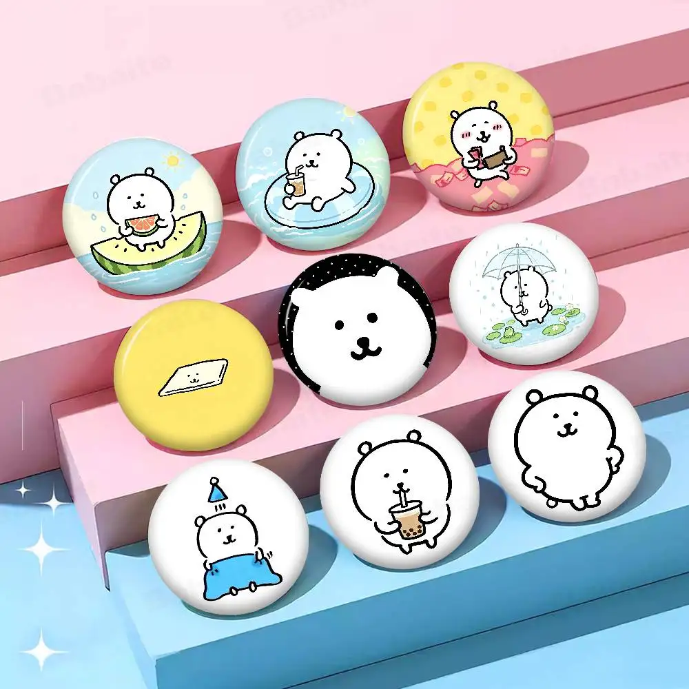 N-Nongdamgons J-Joke Bear Round Button Pins Slogan Creative Brooches Backpack Clothes Decoration Fashion Cartoon Jewelry Gifts