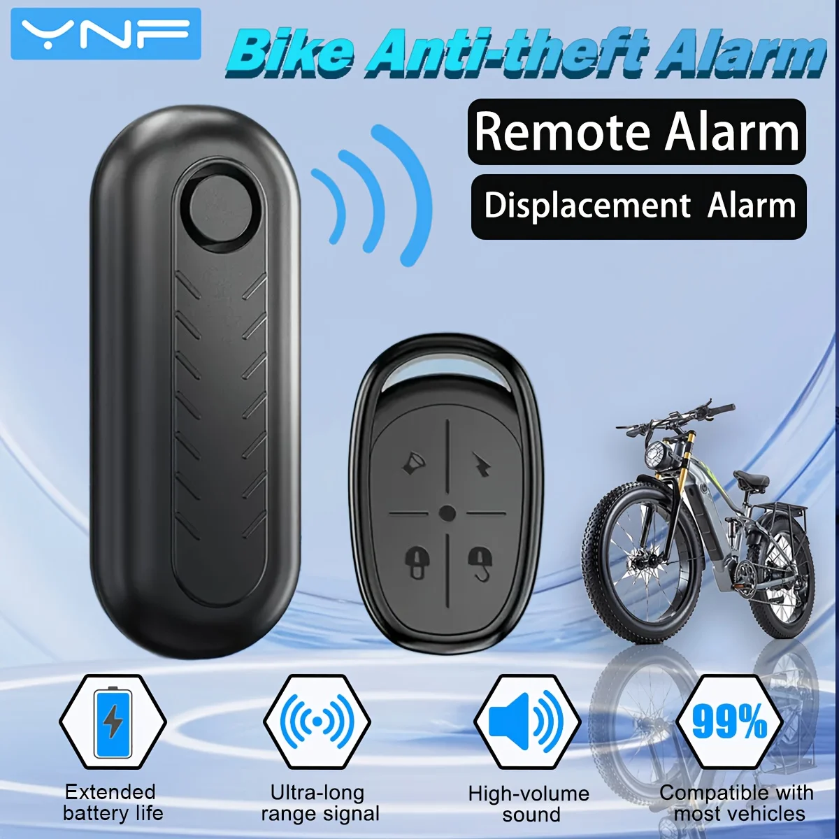 

YNF 110dB Anti-theft Vibration Sensor Alarm with Remote Control, Bicycle Security Alarm