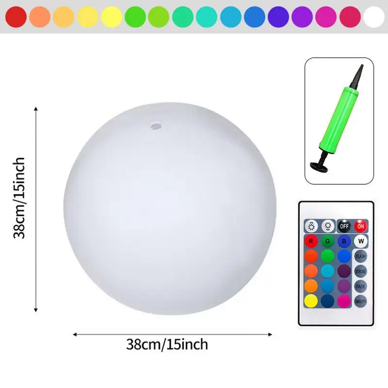 16 لون أضواء حمام السباحة العائمة كبيرة نفخ بركة الشاطئ الكرة للمياه بركة حزب بالون في الهواء الطلق LED حديقة الكرة الخفيفة #6