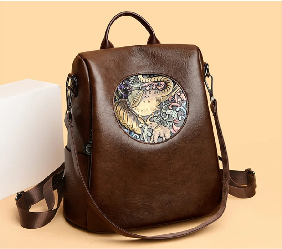

New Fashion Classical High Quality Soft Leather Travel Backpacks Women's Large Capacity Anti Theft Shoulder Bags Crossbody Bag
