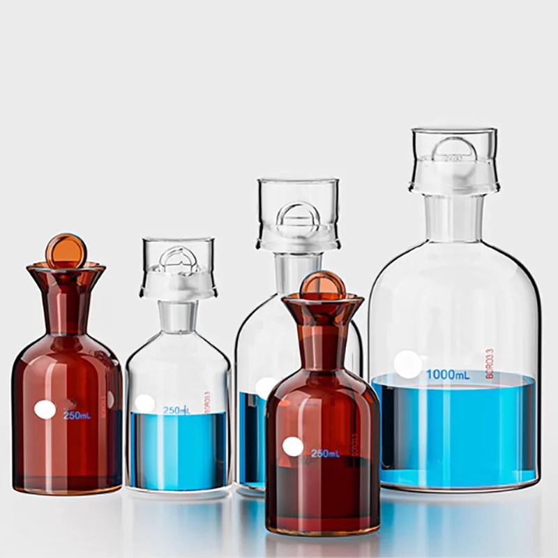 

Dissolved oxygen bottle transparent brown 125ml250ml500ml1000ml single and double cap with water seal sampling sewage bottle