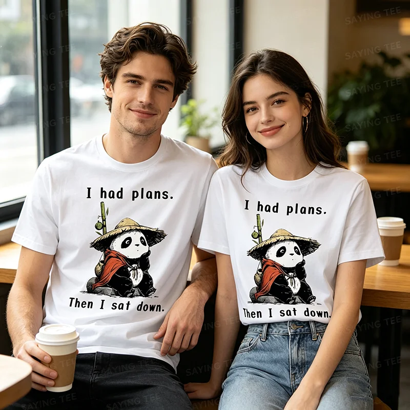 Ich hatte Pläne, dann setzte ich mich hin - Lazy Panda T-Shirt Y2k Niedlicher Lazy Panda Humor Süße Asiatische Ästhetik Kleidung Grafik-Schriftzug T-Shirt Geschenke – Detail 4
