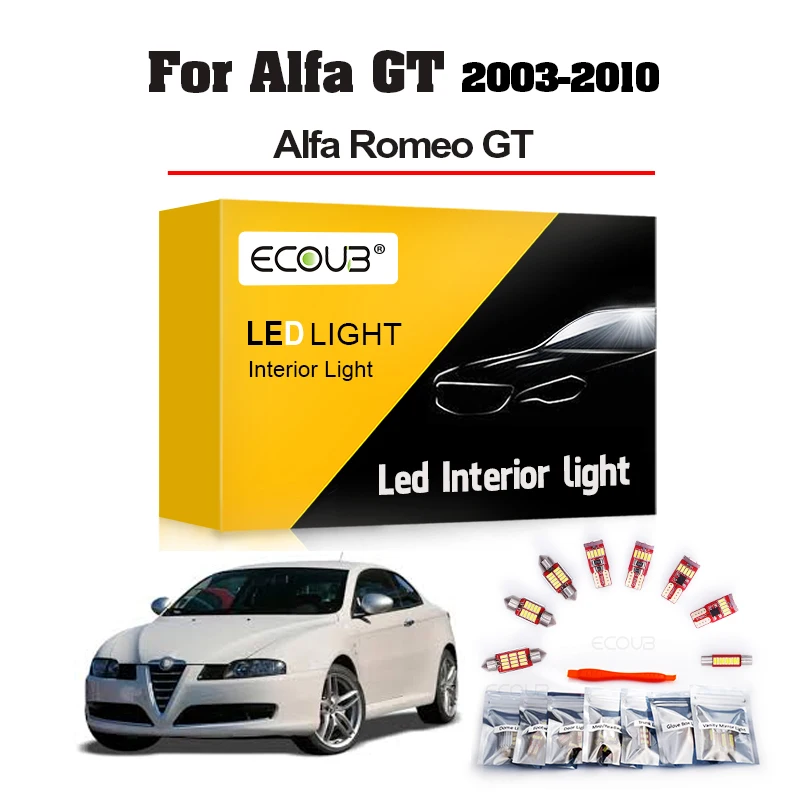 13PCS LED Interior Light Kit for Alfa Romeo GT 2003 2004 2005 2006 2007 2008 2009 2010 Dome Trunk Door Sun Visor Canbus Lights