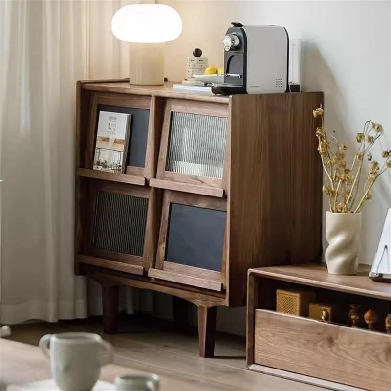 North American black walnut solid wood short bookcase Japanese cherry wood living room household