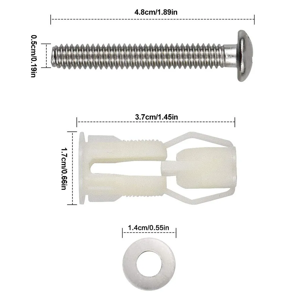 Nylon Expansion Nut Toilet Seat Screws Pan Nut Top White Blind Cover Fitting Fix Fixing Hole Kits Metal Washer