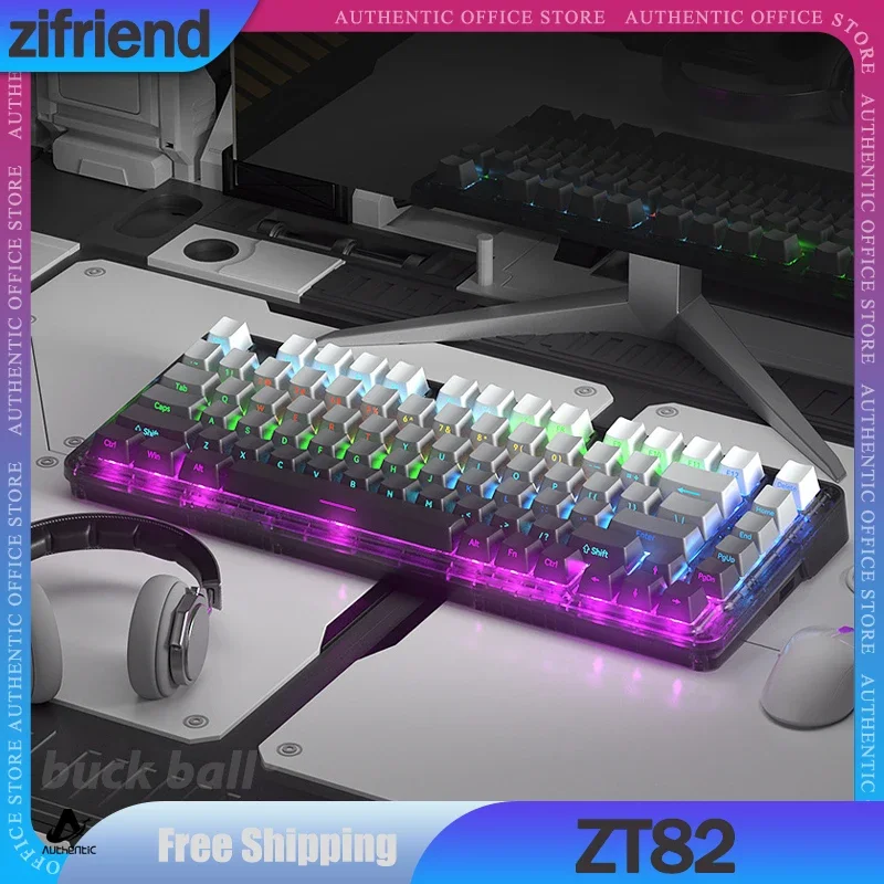 

Zifriend ZT82 Gamer Mechanical Keyboard RGB Backlit Wired Keyboards Hot Swappable Gasket Customize E-sports Game Keyboard Gifts