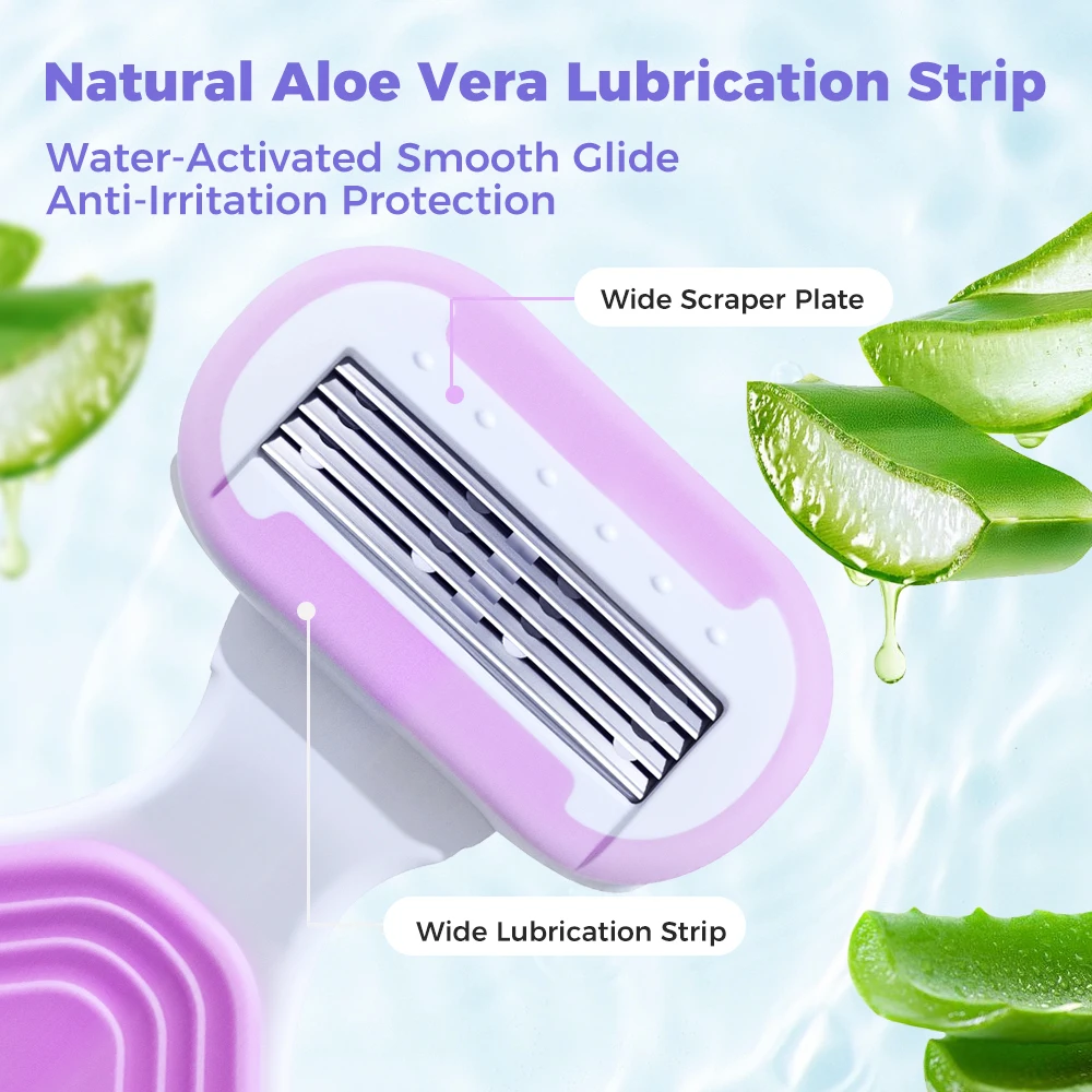 Rasoio a 5 lame per pelli sensibili Ricarica sostituibile Galleggiante sulla pelle Manico antiscivolo Barra lubrificante Trimmer Rasoio per capelli