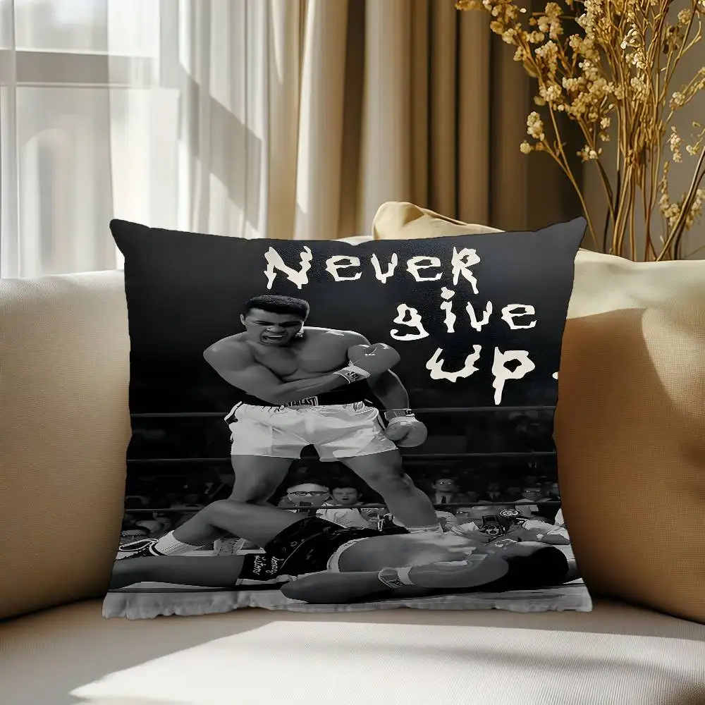 

1pc Boxer Mike Tyson M-Muhammad Ali Motivational Quote Pillow Cover Design Cushion Cover Decor Holiday Decorati