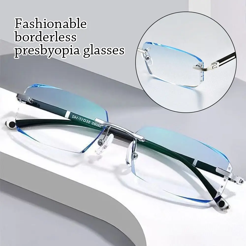 Blue Ray Blocking Anti-Blue Light Reading Glasses Rimless Cut Edge Vintage Hyperopia Glasses Eye Protection Luxury