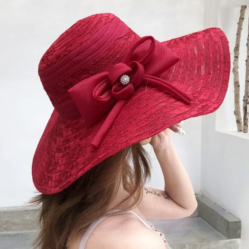 Hat Female Summer Beach Hat Seaside Travel Cover Face Korean Sun Protection Big Brim Sun Hat Sun Hat Folding Straw Hat