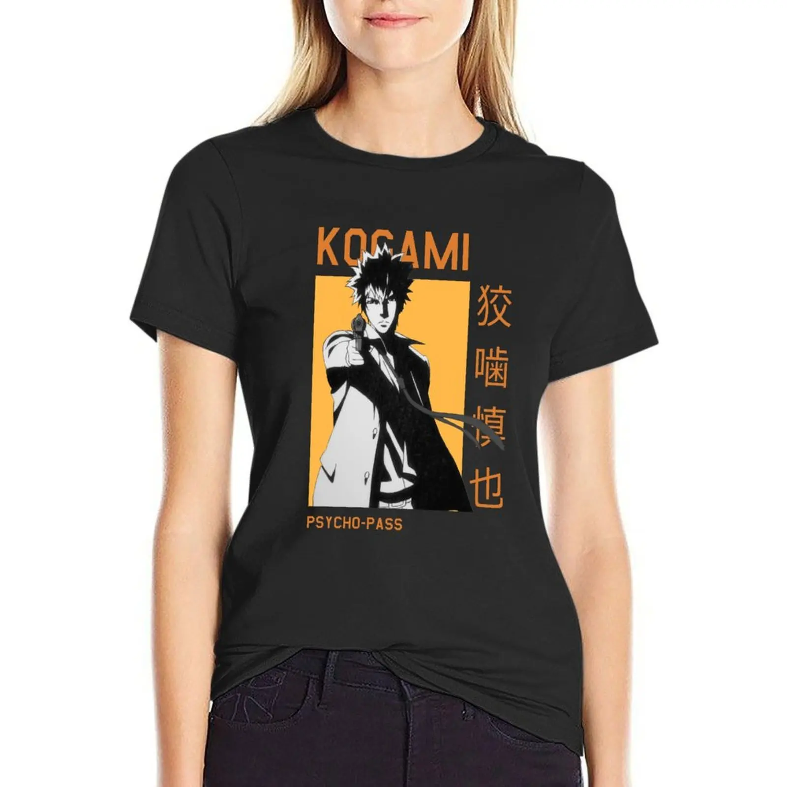 

Shinya Kogami Psycho-Pass Revolver Orange Anime T-Shirt tops graphics summer tops anime clothes t shirt dress Women