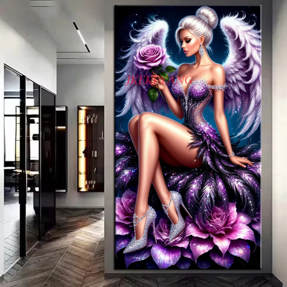 

Beautiful Angel and Rose Flowers Picture DIY Diamond Painting Cross Stitch Full Drill Diamond Mosaic New Collection Home Decor