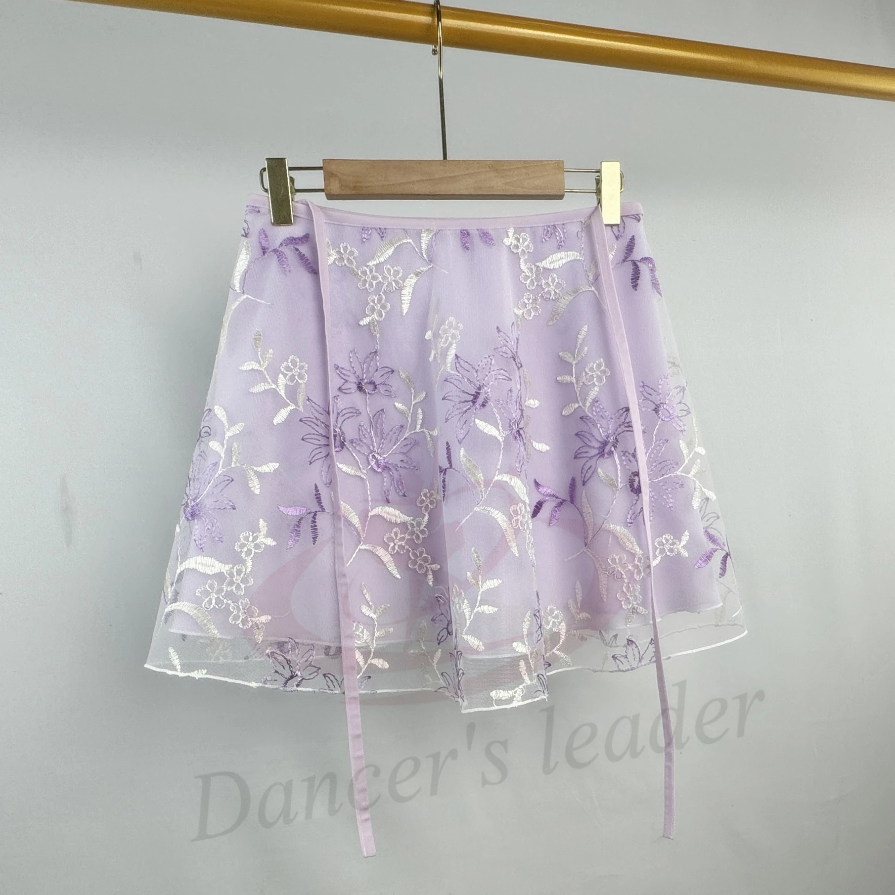 تنورة باليه نسائية مزدوجة الطبقات مطرزة بالزهور من الدانتيل تنورة رقص للكبار بذلة فتاة ممارسة الباليه تنورة صغيرة #3