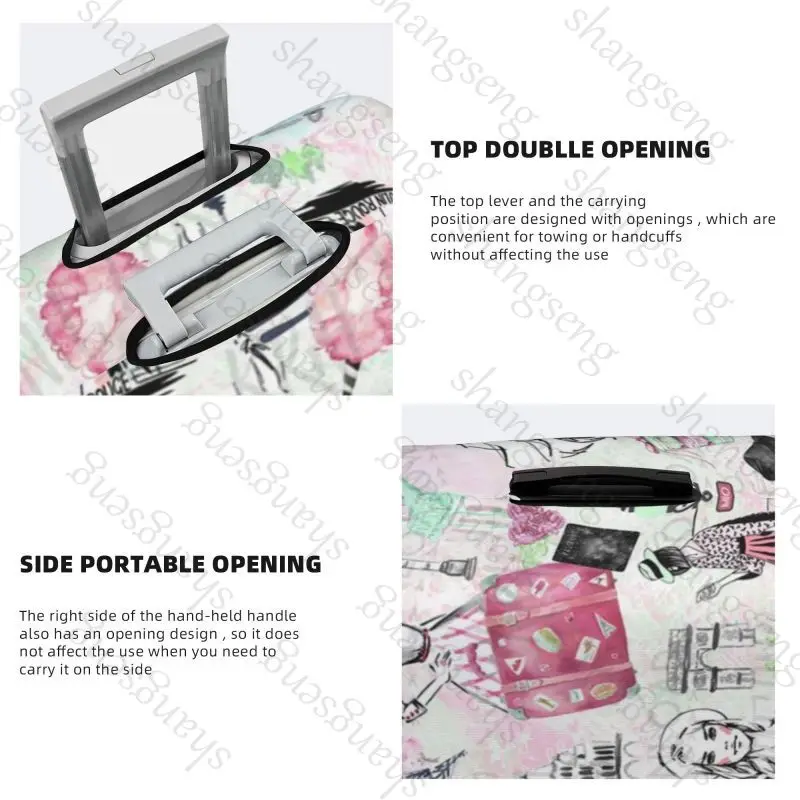 American Fashion Parisian Girl Travel suitcase protective case suitcase cover elastic protection washable Luggage cover,18-32 in
