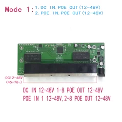 Interruptor de ponto de potência reversa, poe in/out 5v12v24v48v 100mbps 802. 3at/af 45 + 78-dc5v ~ 48v, força de série de longa distância poe48v12v24v