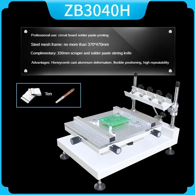 ZB3040H Manual Adjustable High Precision Screen Stencil Printer Smt Solder Paste Printer 300*400mm Workbench For PCB Production