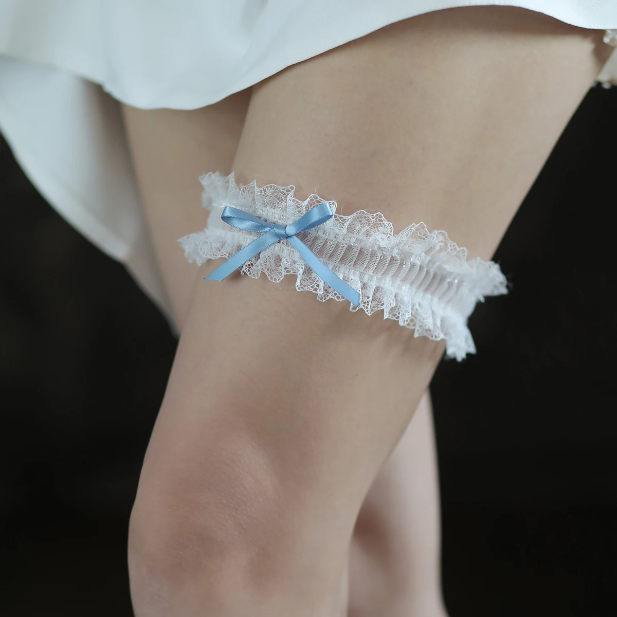 LR037 Exquisite Wedding Bridal Garter Ribbon Bow Lace Ruffled Edge Elastic Brides Bridesmaid Leg Ring Women Small Sexy Gifts