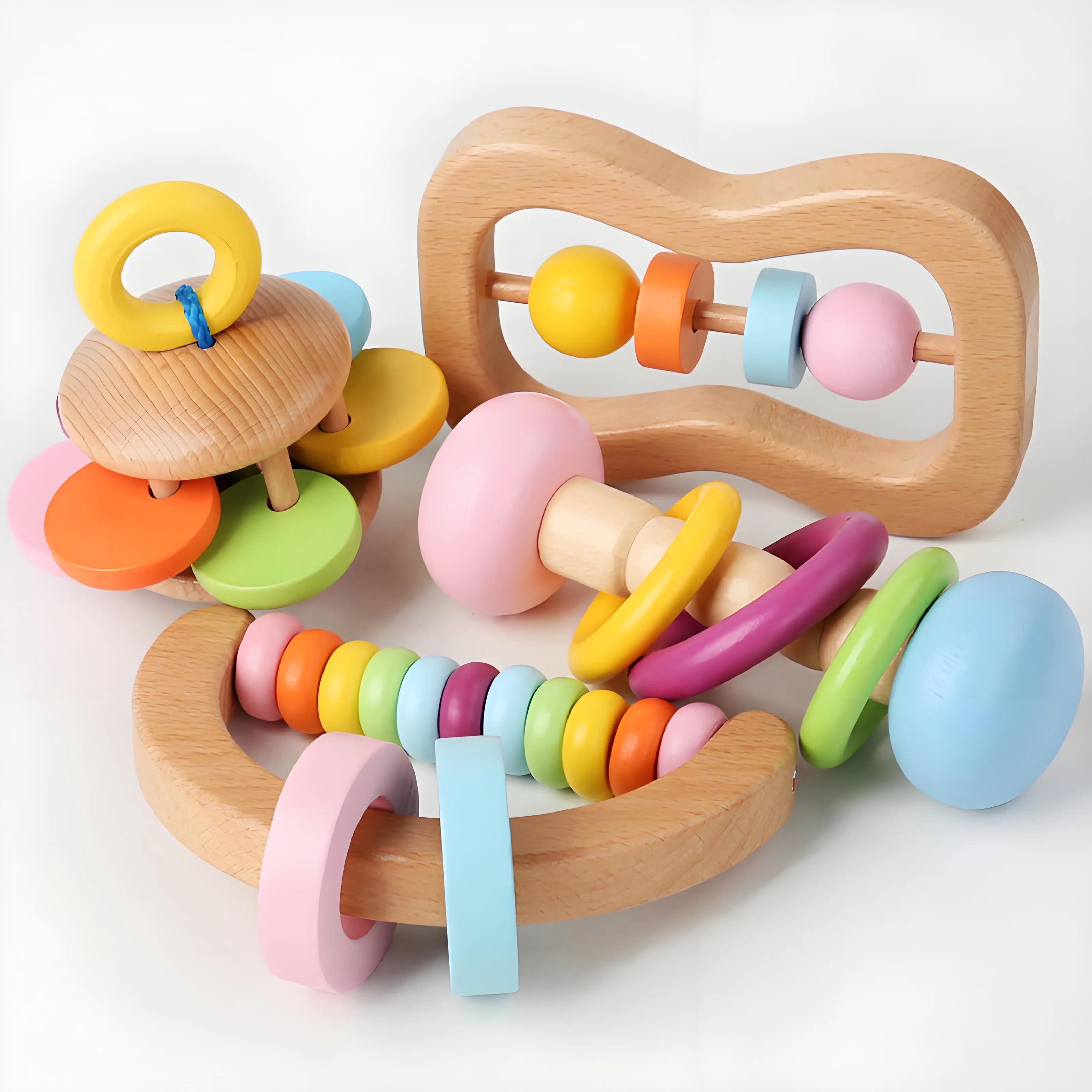 

Wooden Rattle Baby Toys Grasp Play Game Teething Infant Toy Early Musical Educational Toy Toddler Rattles Children Development