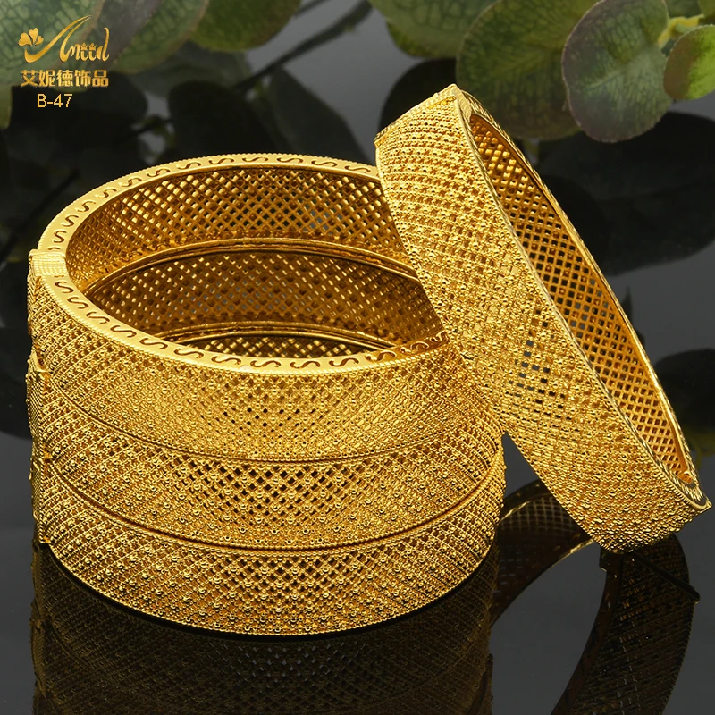 Dubai Gold Color Bangles For Women Indian Jewelry Bangle Wedding Egyptian African Jewellery Wholesale Designer Bracelets