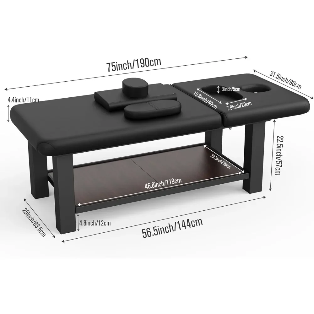 Massage Table with Open-Chest & Headrest for Treatment, Physical Therapy, Spa Facial Professional Massage Bed