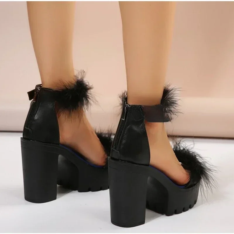 Women Sandals Summer High Heels Women Fur Sandals Woman Platform Shoes Wedges Shoes for Women Sandals Designer Zapatos De Mujer