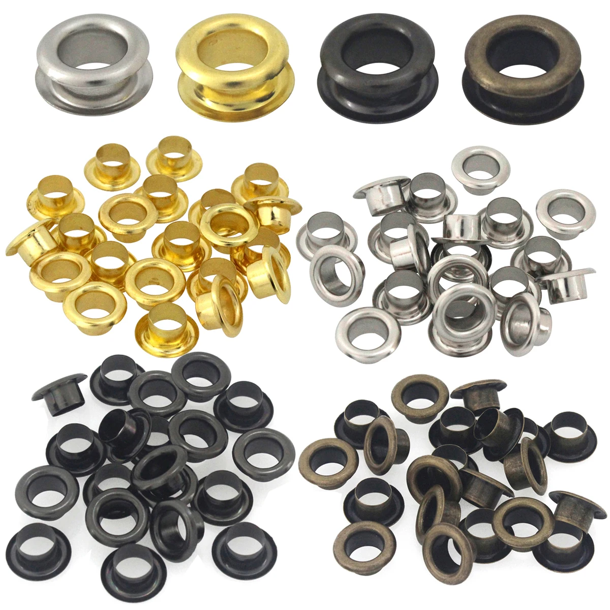 100sets Brass Double Cap Eyelet with Washer 8mm Leather Craft Repair Grommet Round Eye Rings For Shoes Bag Clothing Belt Hat