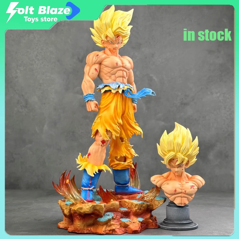 

Dragon Ball 35cm Infinite Super Saiyan Goku Anime Figure with Double Head Sculpture with Free Bust Statue Figurine for Boy Gift
