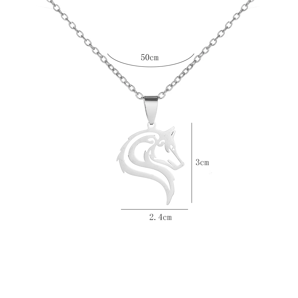 Edelstahl-Halskette mit Hohlem Wolfskopf-Anhänger für Männer und Frauen, Vintage-Wikinger-Tier-Design, Alltagsaccessoires, Geschenke – Detail 3