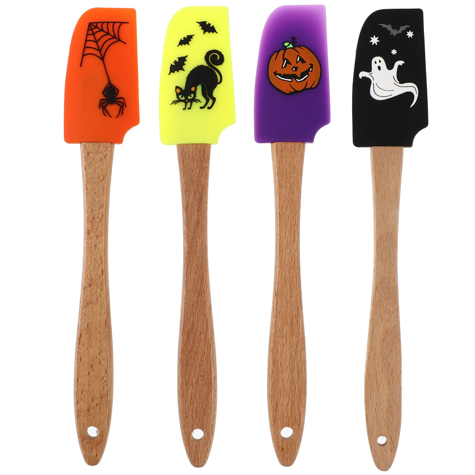 

4 Pcs Halloween Scraper Kitchen Utensil Baking Gadget Dishes for Oven Gift Spider Supplies Silicone Bamboo Child Mini Ornaments