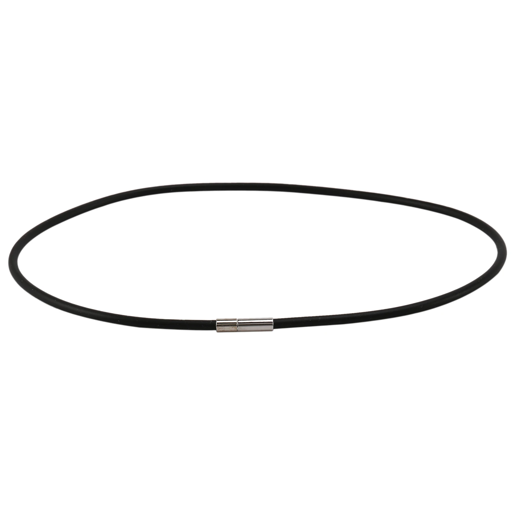 *N21R 3Mm Black Rubber Cord Necklace with Stainless Steel Closure - 18 Inch