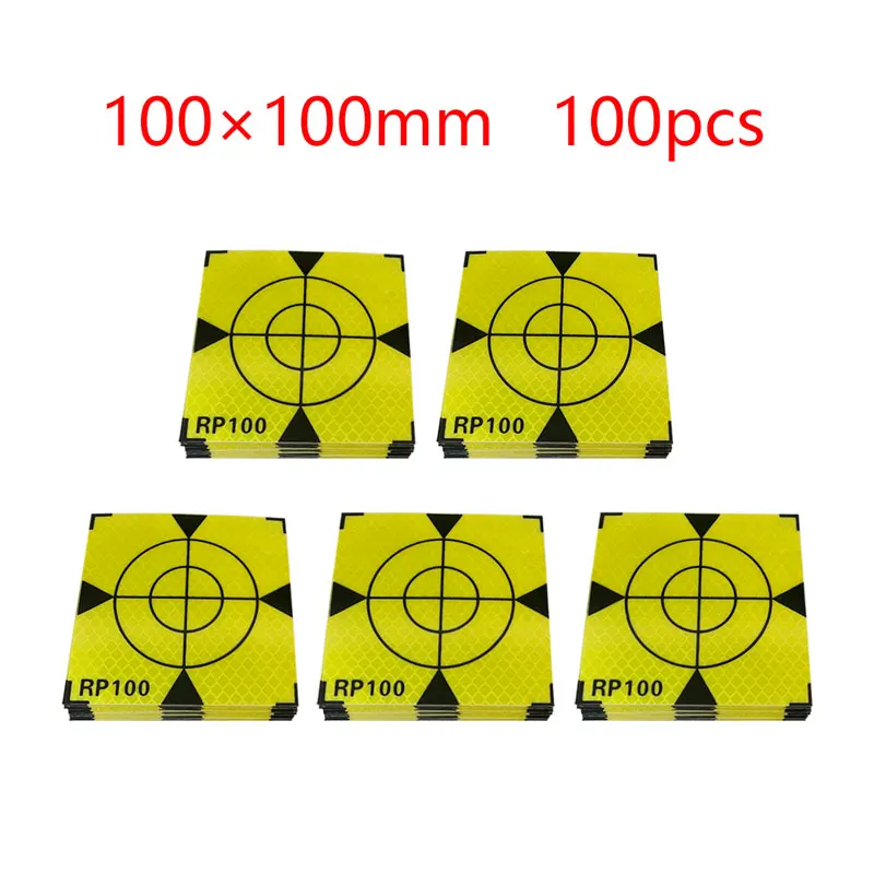 100pcs Size 100x100mm Reflector Sheet For Total Station Survey Geography Fluorescent Green Triangle Reflective Sticker