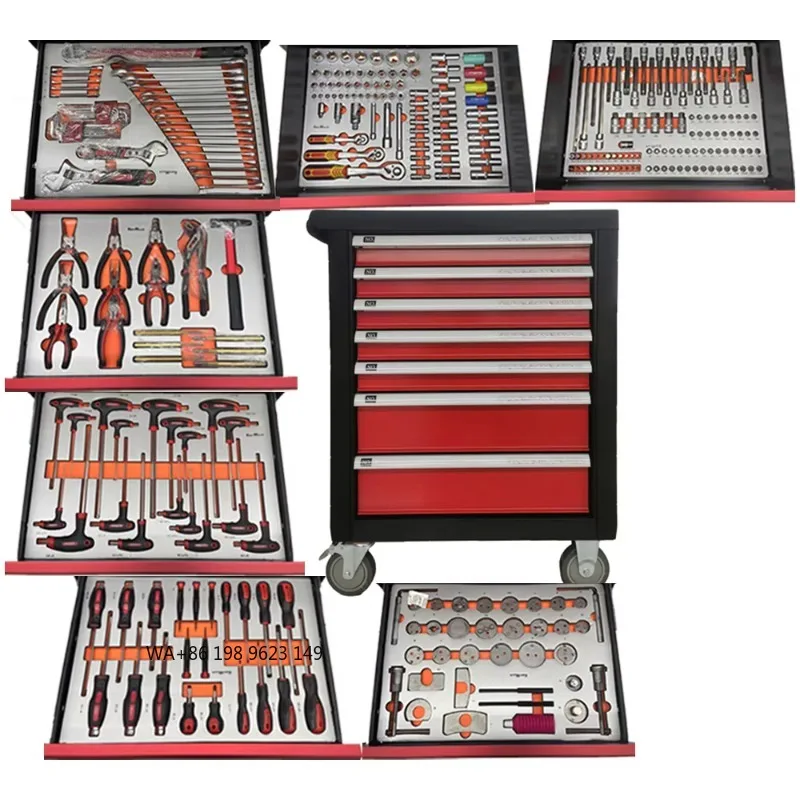 

322pcs Heavy Duty Stainless Steel Tool Sets 7 Drawers Rolling Box Tool Cabinet Cart Trolley for Auto Repair Workshop OEM Support