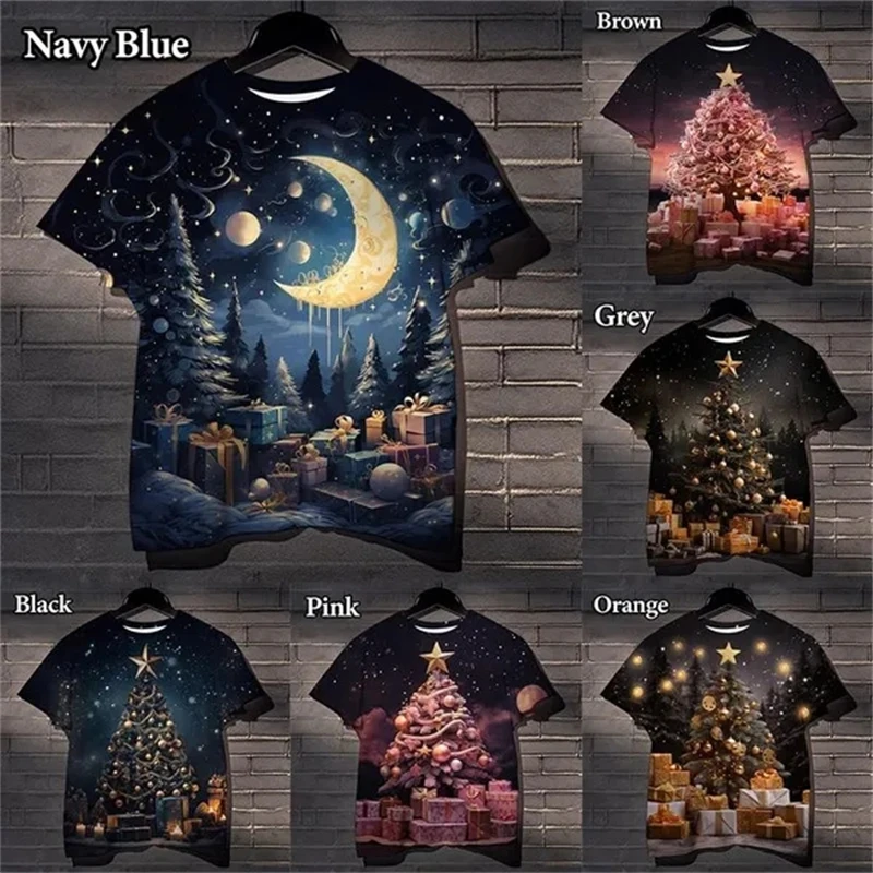 

New Christmas 3D Printing Casual Street Funny T-shirts For Men And Women Cool Christmas Tree Pattern Fashion Personality T Shirt