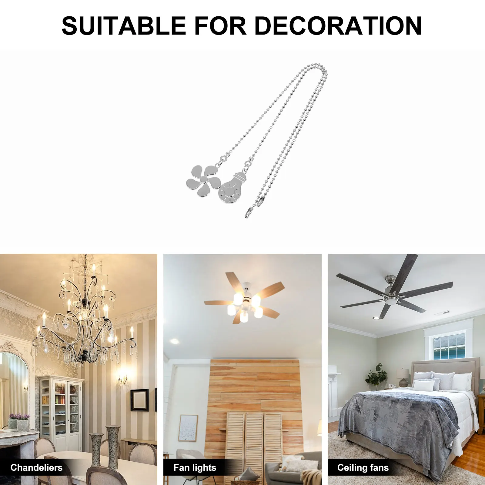 

2 Pcs Pendant Chain Pull Extender The Ceiling Extension with Zinc Alloy