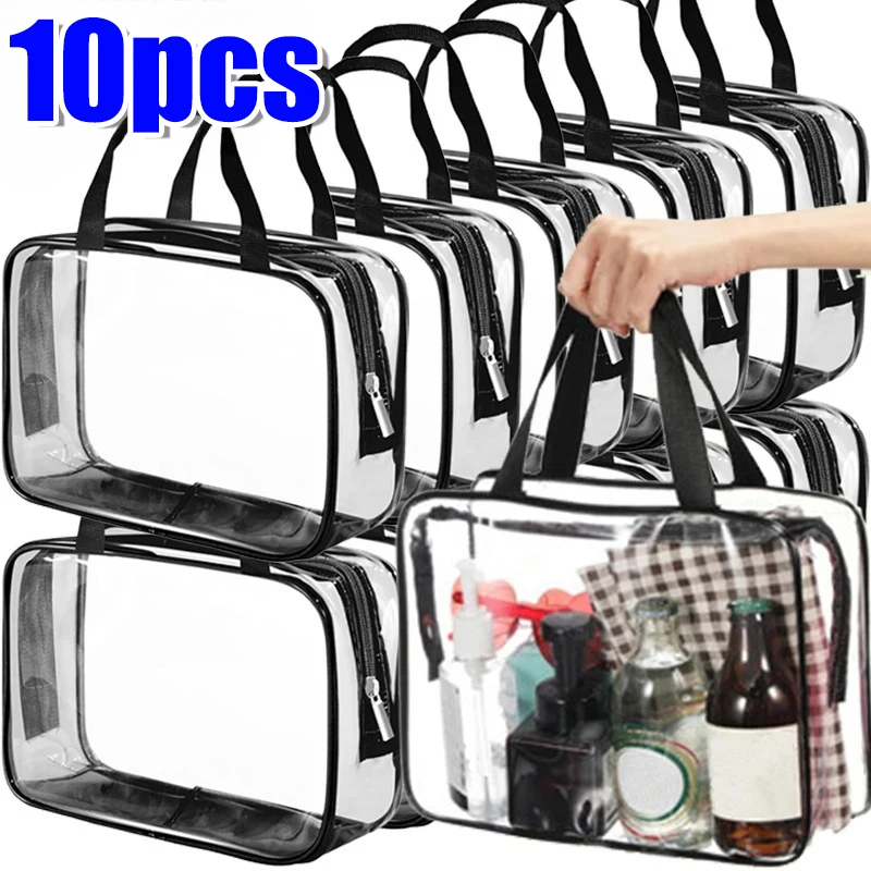 Large Clear PVC Storage Bag Travel Waterproof Organizer Bags Cosmetics Pouch Reusable Toy Storage Bag for Building Block Puzzle