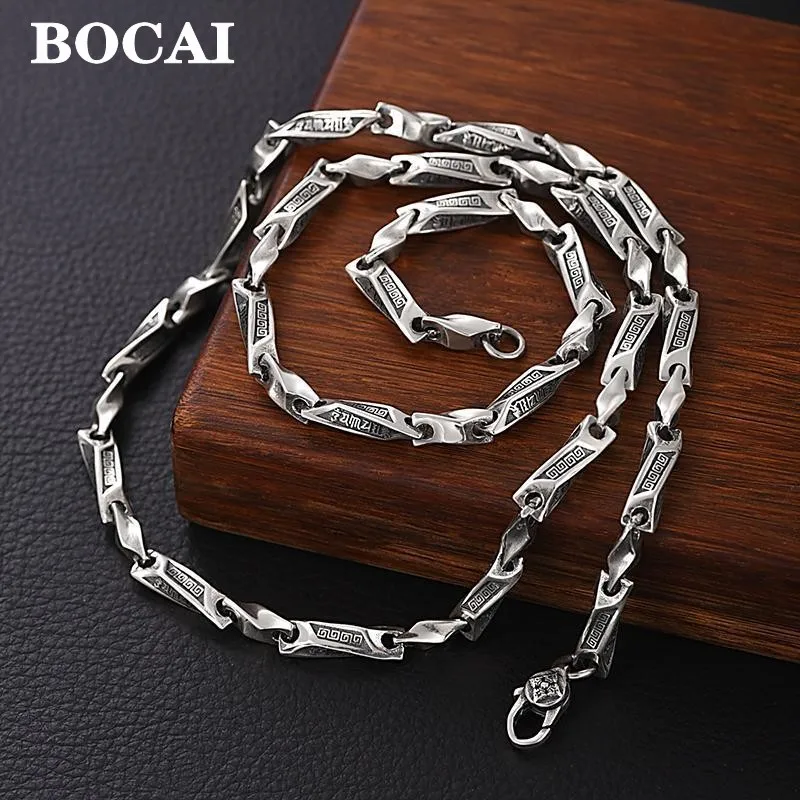 

BOCAI New Pure S925 Silver Jewelry Retro Sweater Chain Six-Character Mantra Irregular Individual Fashion Trend Men's Bracelet