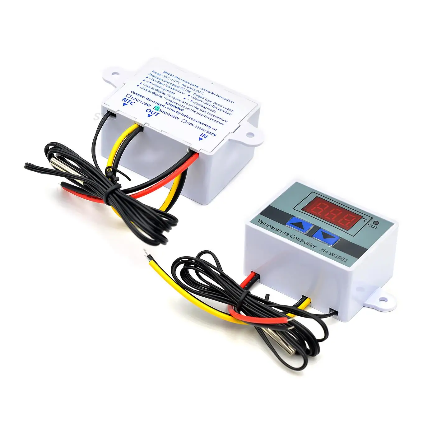 10A 12V 24V 220VAC Digital LED Temperature Controller XH-W3001 for Arduino Cooling Heating Switch Thermostat NTC Sensor