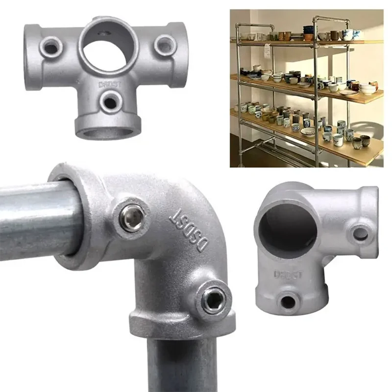3\4" Pipe Fitting Connector Aluminum Alloy Steel Circular Pipe Connector Elbow Corner Frame Fasteners DIY Pipe Connector