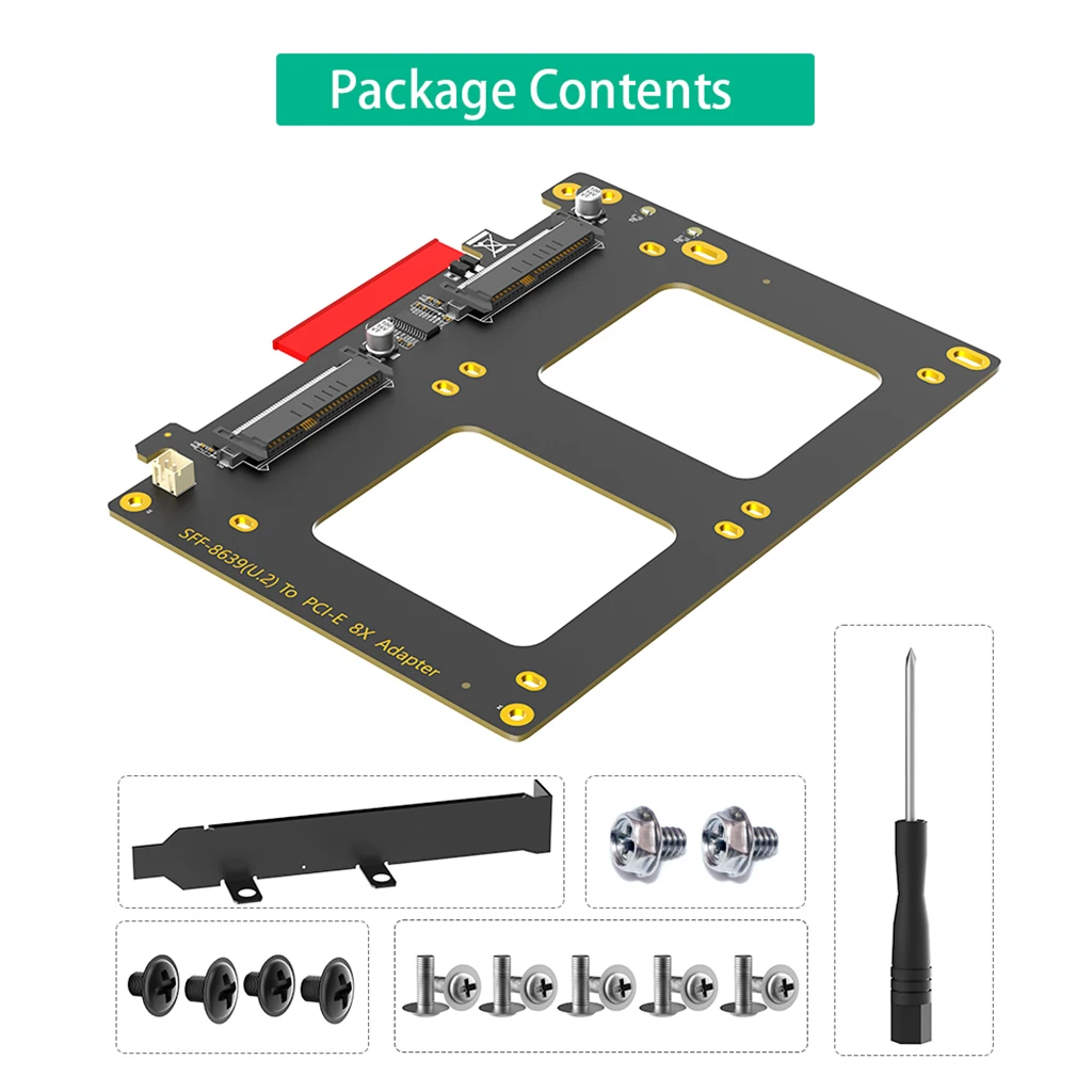 Dual U.2 SSD to PCIe 4.0 X8 Adapter Card SFF-8639(U.2) to PCI-E 4.0 8x Adapter Support X4X4X4X4 / X4X4X8 for Hyper M.2 X16 Mode