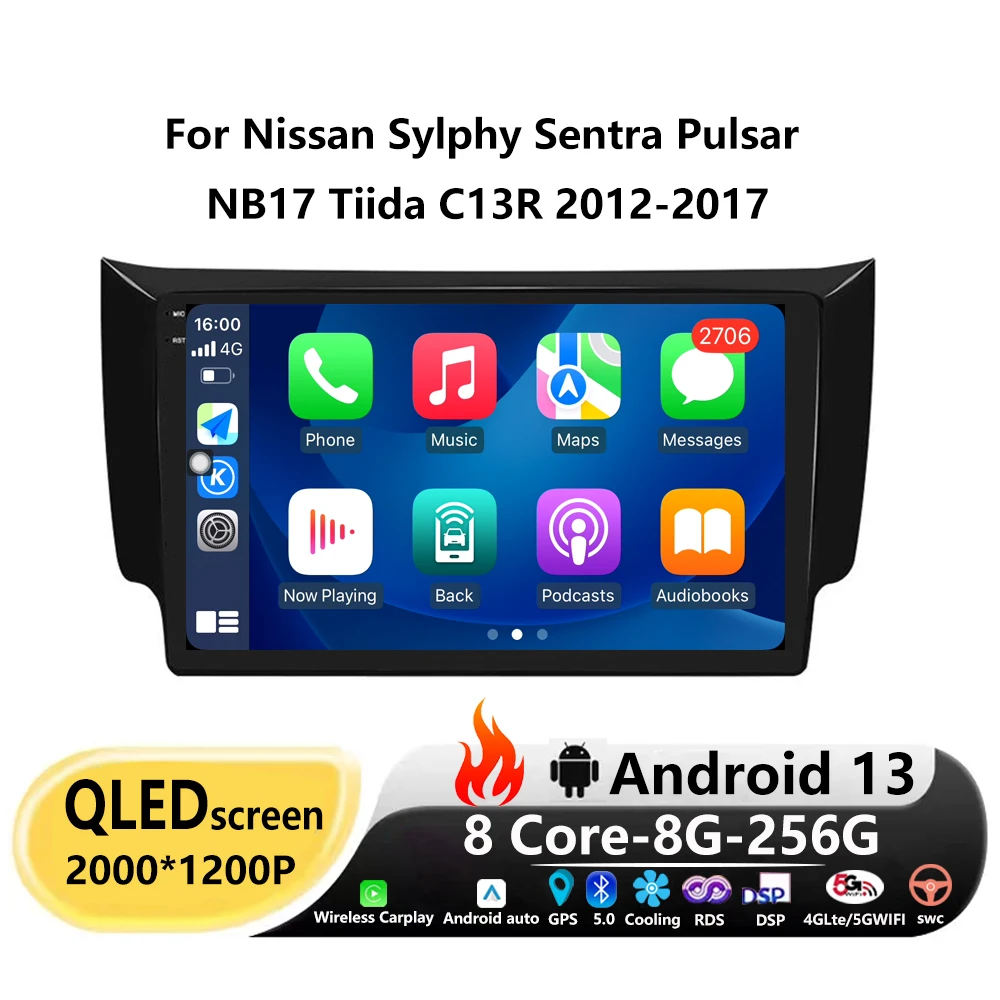 

Android13 Car Radio 10" For Nissan Sylphy Sentra Pulsar NB17 Tiida C13R 2012-2017 IPS Stereo Receiver Auto Radio GPS