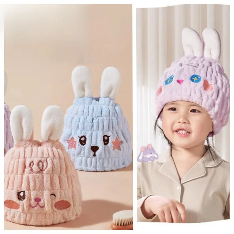 

Baby Drying Hat - Adorable Cartoon Children's Head Wrap Coral Fleece Hooded Cap Infant Bath Cap Absorbent Quick-Dry Hair